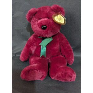 Ty Beanie Buddy Teddy the Cranberry Bear Large 12" 1998 Retired Plush Toy 1998
